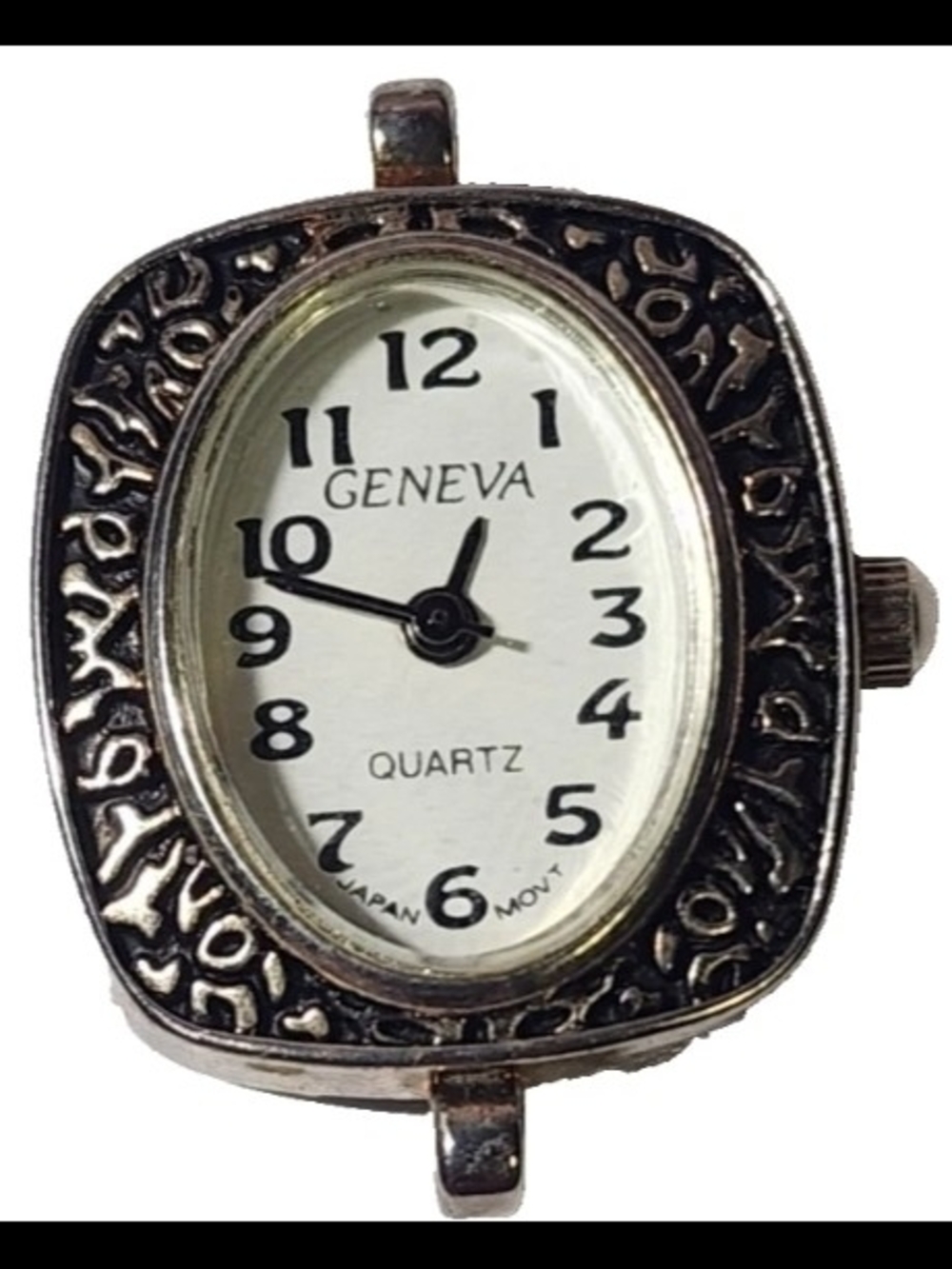 Vintage Geneva Women's Oval Watch Face Japan Movt Silver Tone Untested